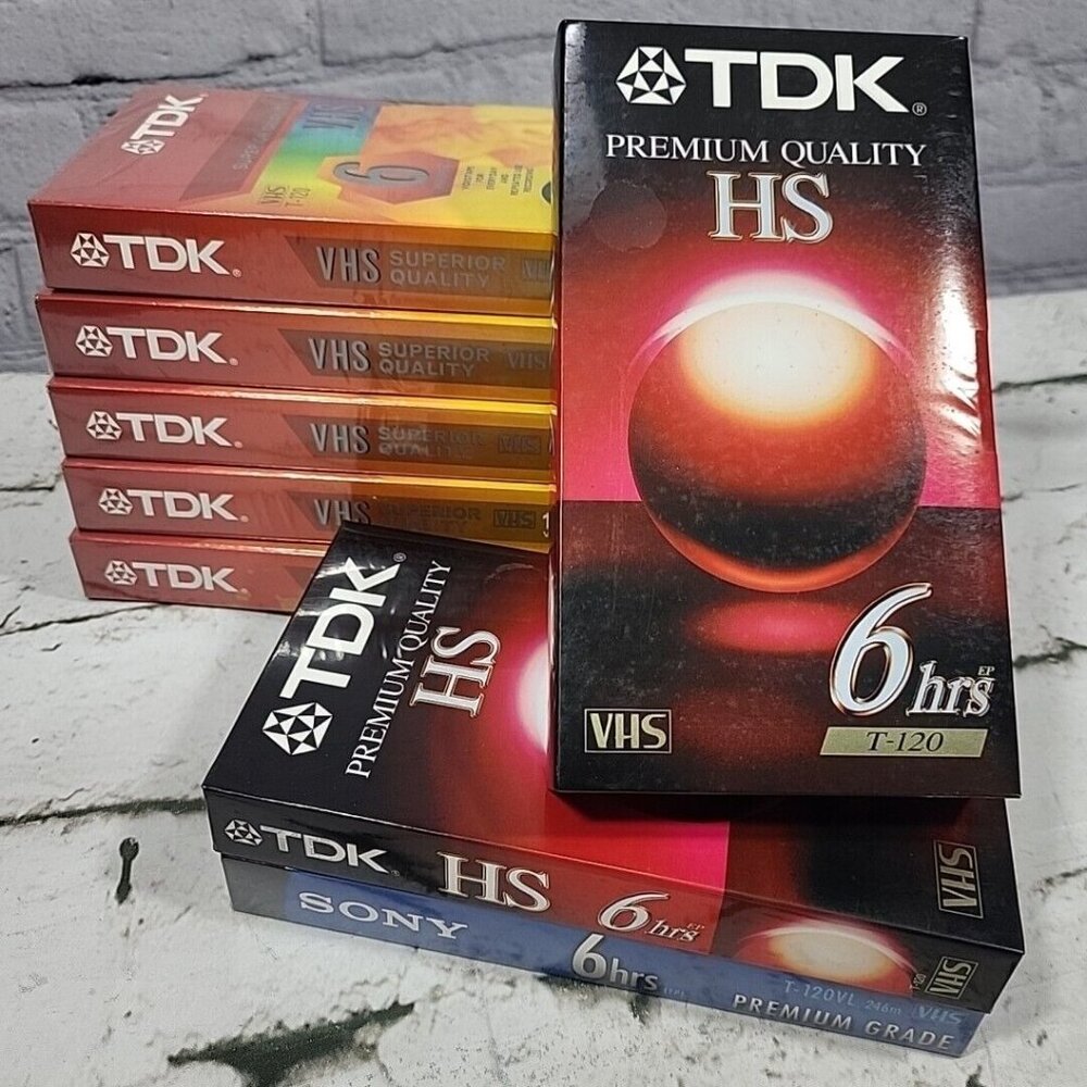 VHS Video Cassette Tapes Lot Of 8 Blank 6hrs T-120 Sealed New Old Stock‎
